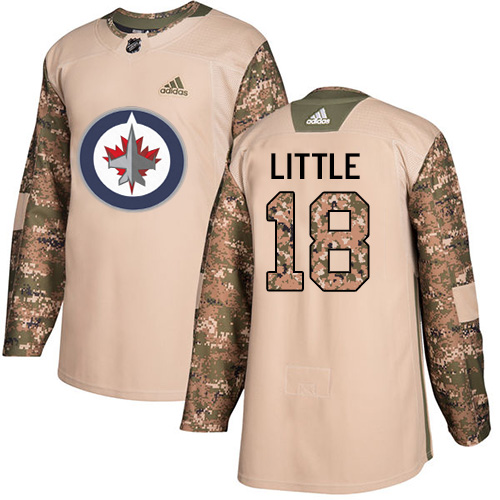 Adidas Jets #18 Bryan Little Camo Authentic Veterans Day Stitched NHL Jersey